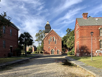 pamětní síň, William Enston Home, North Central, charleston, Jižní Karolína, románský styl, Dostupné bydlení, Národní registr historických míst, historické místo, cihlová budova, dlážděné ulice