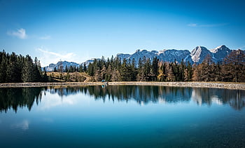lago, alberi, montagne, acqua, riflesso d'acqua, alpino, Alpi, catena montuosa, scenario, panoramico, natura