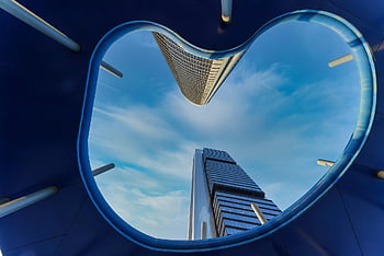 window, skyscraper, buildings, perspective, architecture, city, urban, facade