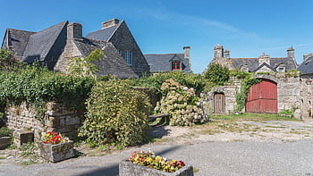 vesnice, domy, náměstí, budova, středověký, staré vesnice, francouzské vesnice, locronan, finistère, brittany, Francie