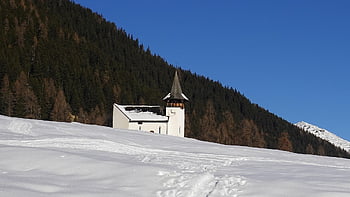 kaple, sníh, zimní, davos, švýcarsko