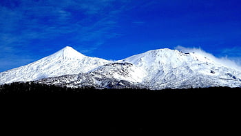 paesaggio invernale, tenerife, el teide, vulcano, isole Canarie, Spagna, natura, paesaggio, la neve, montagne, blu