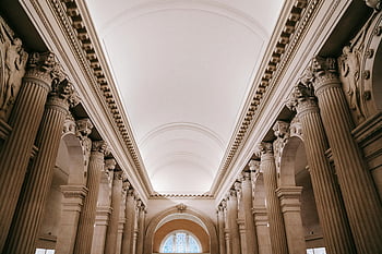 Palace Hall, kolonáda, mramorová chodba, Klasické sloupce, klenutý strop, Elegantní architektura, architektonický design, Vzhled interiéru, historické budovy, velký sál, ozdobené sloupce