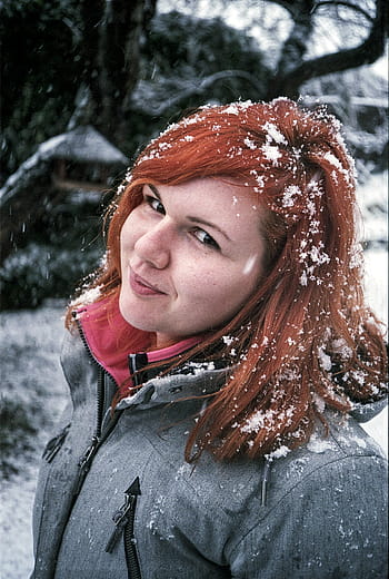 ragazza, ritratto, inverno, la neve, Zenzero, punta e spara, fiocco di neve, Olympus AF-1 Mini, Agfa Vista 200, Pellicola 35mm, fotografia analogica