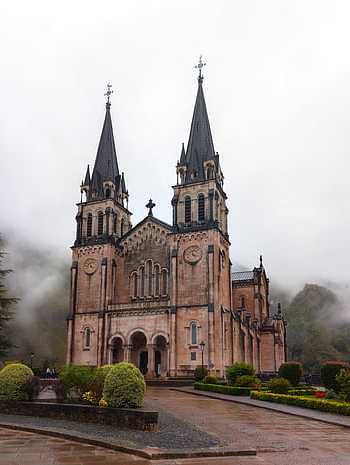 covadonga Basilica, asturias, catholic Church, historic Landmark, spain, picos De Europa, religious Site, iconic Architecture, mountain Setting, pilgrimage Destination, cultural Heritage