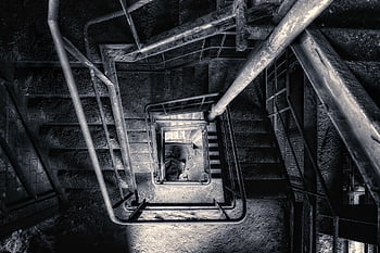 stairs, railing, stairwell, pforphoto, stages, spiral, rise, architecture, perspective, staircase, lost Places