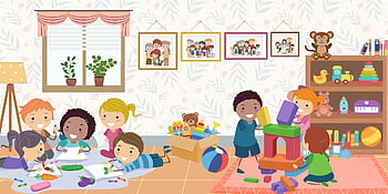 denní stacionář, mateřská školka, děti, stavební bloky, společenství, denní péče, předškolní, učit se, malovat, šťastný
