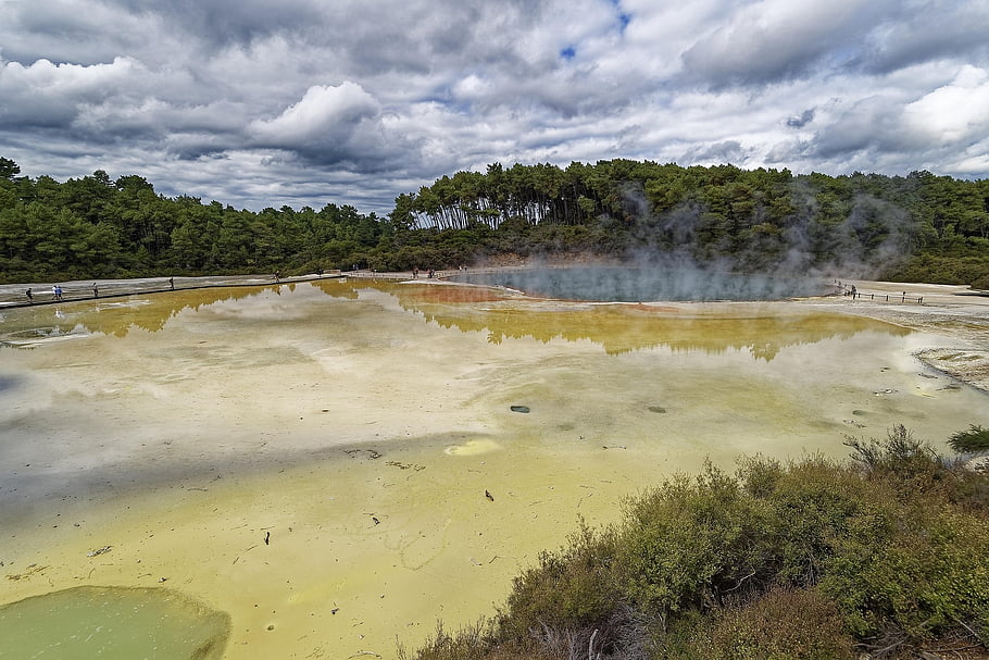 new Zealand, wai-o-tapu, waiotapu, the Geothermal Area, geothermal, nature, landscape, vapors, lake, water, to Dye