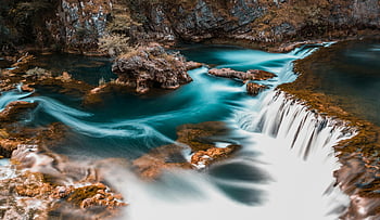 air terjun, paparan panjang, air terjun mengalir, lingkungan berbatu, adegan yang tenang, cantik alami, air mengalir, lanskap yang tenang, fotografi luar ruangan, fotografi alam, fitur air