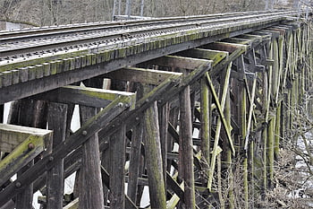 podstavec, železnice, starý, dřevo, těžký, horní, vysoký, struktura, zvětralý, železniční trať, kolejnic
