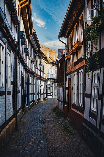 budova, alej, historické centrum, architektura, historický, město, silnice, vazník, středověk, starý, fasáda