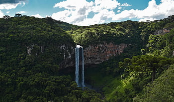 cascate sulla scogliera, Gramado Brasile, Splendida cascata, vegetazione lussureggiante, paesaggio naturale, vista panoramica, avventura all'aria aperta, destinazione del viaggio, fotografia naturalistica, fotografia a cascata, Cliffside Waterfall