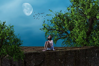 mystic, fantasy, to Compose, girl, dusk, unreal, night, silence, dreams