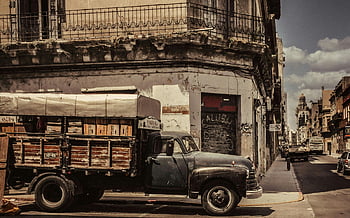 รถบรรทุกเก่า, Montevideo, อุรุกวัย, ถนนประวัติศาสตร์, รถบรรทุกคลาสสิก, รถบรรทุกที่จอดอยู่, รถโบราณ, ฉากในเมือง, cityscape, อเมริกาใต้, สถาปัตยกรรม