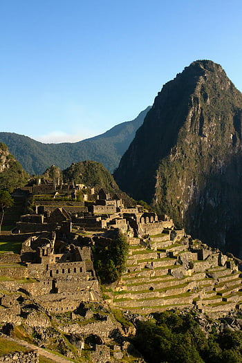Machu Picchu, Inca Citadel, ruins, mountainous backdrop, Inca architecture, Peru, ancient city, terraces, Huayna Picchu, travel destination, historical site