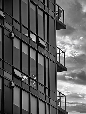 gebouw, balkons, buitenkant, architectuur, stedelijk, appartement, facade, stad, patroon, condo, ontwerp