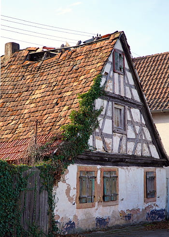fachwerkhaus, starý, statek, historický, budova, architektura, starý dům, Dům, fasáda, opuštěný, opusteny dům