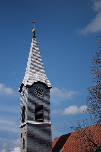 church, steeple, clock, architecture, building, tower, old Church, religion, middle Ages, historical, old Town