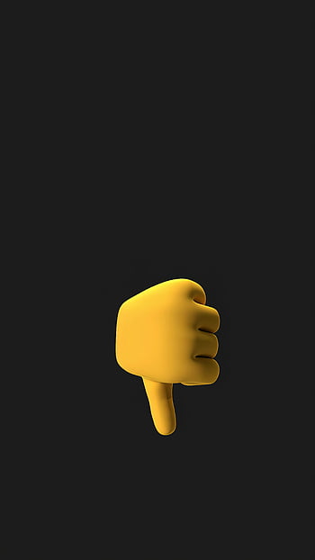 thumbs down, disapproval, 3D animation, yellow hand, dark background, negative gesture, dislike, hand gesture, 3D model, thumbs-down icon, thumbs-down emoji