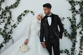 Hochzeit, Jungvermählten, Ehe, Liebe, romantisch, Paar, Mann und Frau, Porträt, Muslim