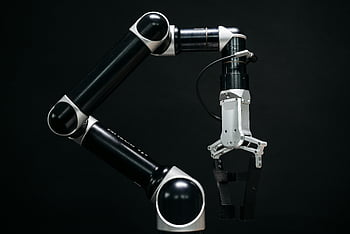 robotické rameno, černé pozadí, pokročilá technologie, Mechanický robot, detail, tmavé pozadí, robotické technologie, automatizace, Průmyslový robot, Robotické inženýrství, Moderní robotika