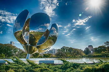 floralis generica, Buenos Aires, sochařství, obří květina, památník, umělecká díla, Argentina, park, kultura, venku, město