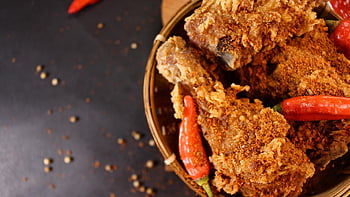 fried Chicken, spicy, dish, chicken, protein, food, flavor, flatlay, spicy Chicken, hot, spicy Food