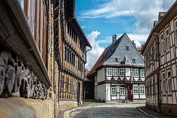 silnice, alej, budova, hrázděný dům, fasáda, historické centrum, architektura, historický, starý, prohlížení památek, cestovní ruch