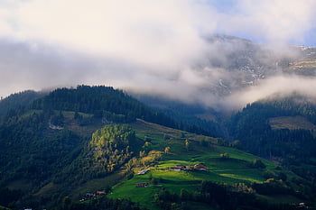 山岳、 霧、 雲、 自然、 風景