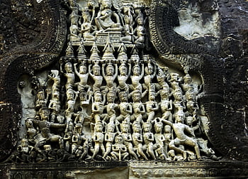 Kambodža, angkor, angkor wat, chrám, basreliéf, zřícenina, khmer, antický, pierre, sochy, památník