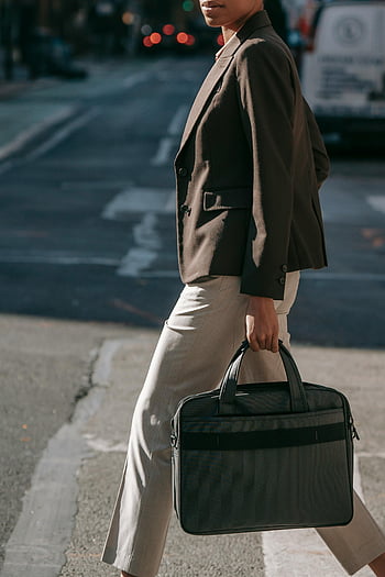 businesswoman, laptop bag, zebra crossing, city street, briefcase, confident, ethnic, elegant, walking, professional, urban
