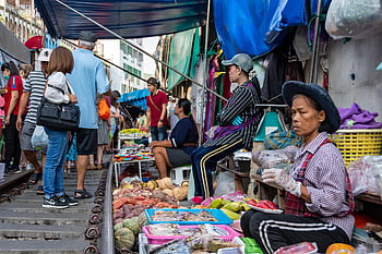 train, market, thailand, bangkok, thai, food, travel, asia, tropical, asian