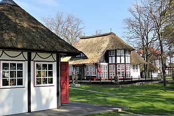 houses, thatched Roof, village, town, exhibition Buildings, architecture, modern, truss, baltic Sea, northern Germany