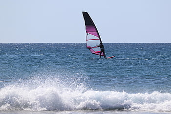 windsurf, homem, mar, oceano, ondas, batendo, ondas quebrando, ondas do oceano, windsurfista, Embarque, Esportes Aquáticos