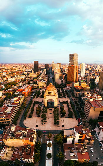 Orizontul orașului Mexico, fotografie aeriene, monument al revoluției, clădirile orașului, peisaj urban, Arhitectura orașului Mexico, Monument iconic, centrul orasului Mexico City, vedere aeriene, fotografie panoramică