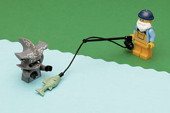 Lego, minifig, pescatore, squalo, martello, esca, pesca, giocattolo, creativo, fotografia, Canone 100mm