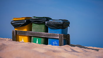 garbage Can, disposal, nature, sand, desert, beach, recycling, recycle, garbage, waste, environment