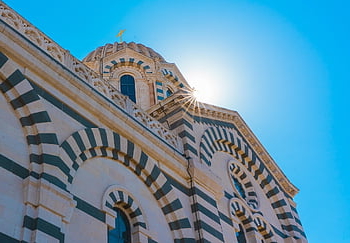 kostel, bazilika, notre dame de la garde, Marseille, Francie, budova, architektura, náboženství, křesťanství, víra, provence