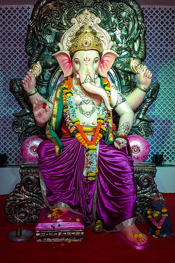 figurka ganesha, hinduistické božstvo, barevná socha, zdobené květiny, symbol prosperity, Symbol moudrosti, socha ganesha, náboženské ikony, indické božstvo, Kulturní artefakt, duchovní postava