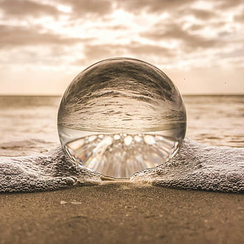 Bonita Springs Beach, oceaangolven, zonsondergang, strandfotografie, reflecterend oppervlak, kustscène, zonsondergang strand, Ocean Reflectie, strand golven, Kristallen bol