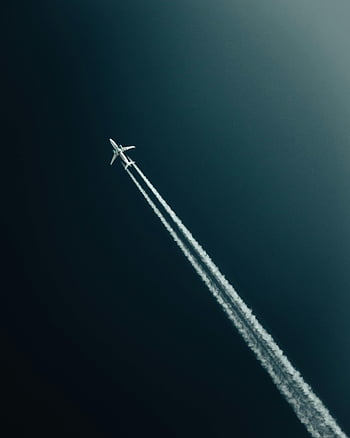 pesawat terbang, langit, contrails, langit biru jernih, terbang tinggi, ditangkap dari bawah, penerbangan, perjalanan, jet