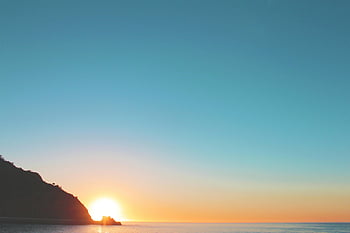 solopgang, hav, ocean, kystlinje, berolige, fredelig, morgen, horisont, landskab, natur, silhuet