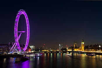 London Eye, Big Ben, Thames River, night view, illuminated, Ferrys Wheel, body of water, London skyline, nighttime, vibrant skyline, cityscape