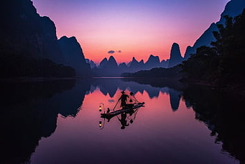 china, sunset, li River, guilin, li Jiang, yangshuo, nature, mountains, water, fishing, fisherman