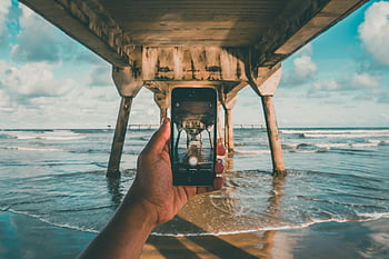 海岸、 ビーチドック、 iPhoneを持っています、 オーシャンビュー、 スマートフォンの写真、 桟橋の下、 モバイル写真、 すばらしい眺め、 クリエイティブ写真、 ハンドキャプチャ、 海の波