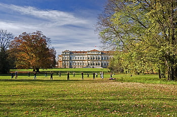 Park, Monza, Italien, Villa echt, Lombardei, historische Gebäude, Natur, Herbst, Bäume, Menschen, Gymnastik im Freien