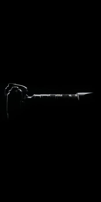 macchina fotografica moderna, sfondo nero, silhouette, lente, fotografia, nero e argento, strumento di metallo, sfondo scuro, attrezzatura fotografica, dslr