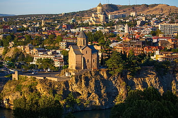 metekhi Church, city, buildings, urban, tbilisi, georgia, church