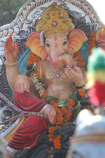 ganesh, divinità indù, statua colorata, Fiore Lei, cultura indiana, gioielli, figurina, Divinità Ganesh, arte culturale, statua religiosa, decorazione ornata