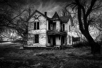 house, haunted, horror, monochrome, abandoned, spooky, ghosts